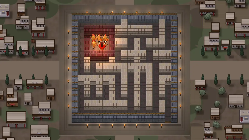 Enemies swarming the Minotaur inside his den